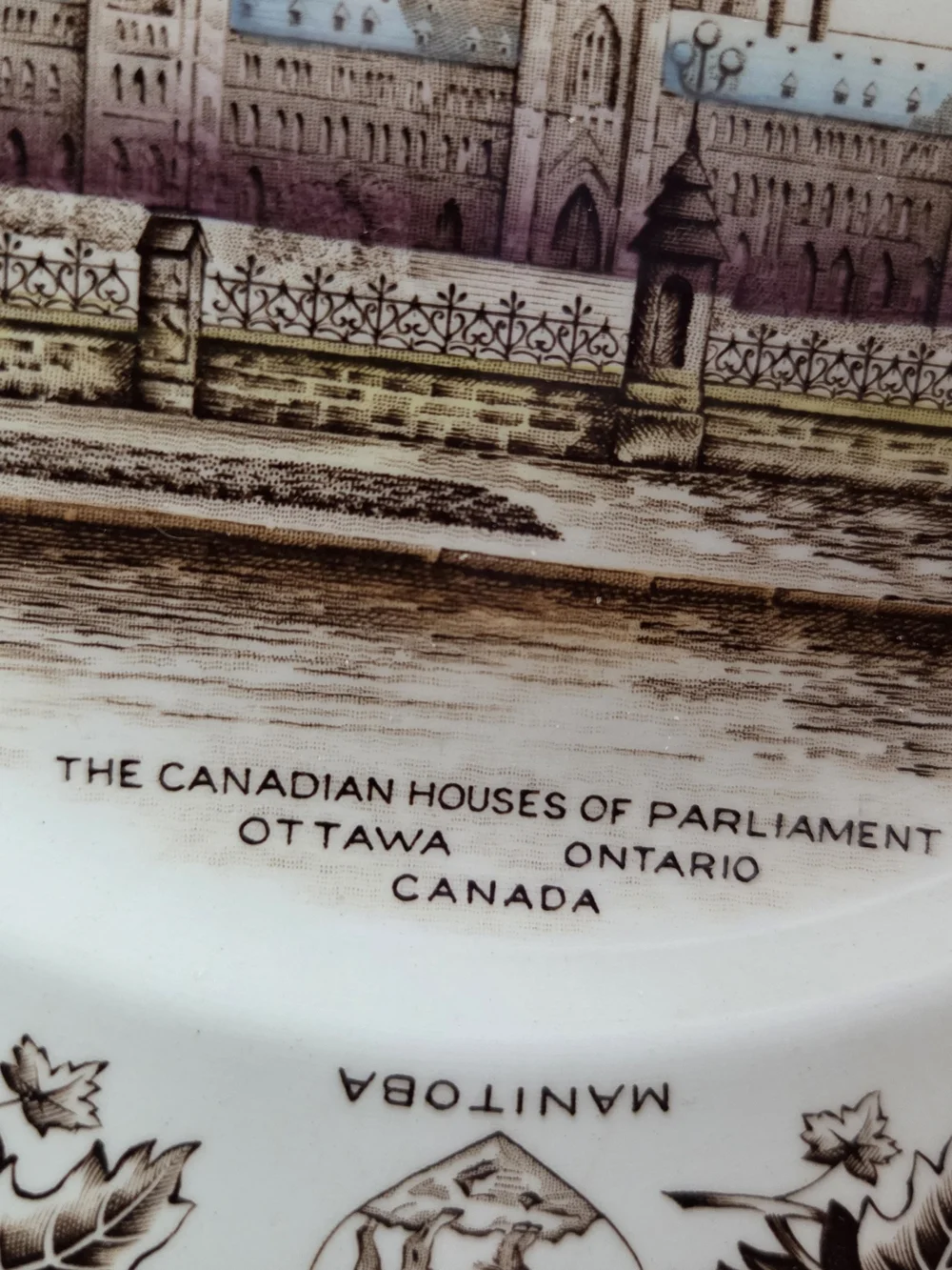 Wood & Sons Collectible Canadian Parliament Decorative Plate - Brown and Cream